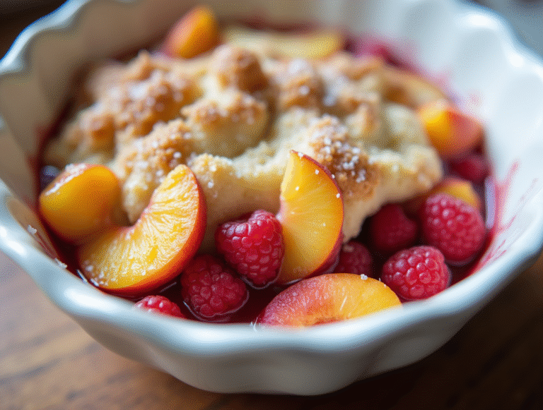 Easy Peach and Raspberry Cobbler
