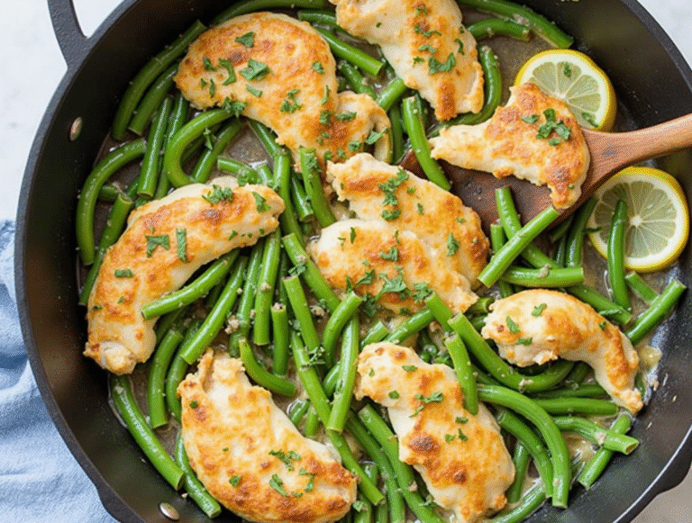 The Perfect One-Pan Lemon Garlic Butter Chicken and Green Beans Skillet (30-Minute Recipe)
